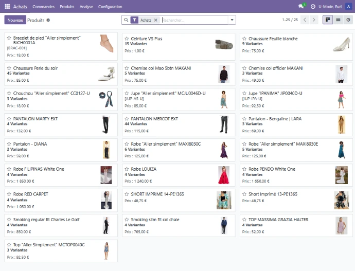 Liste produits
